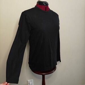 Banana Republic Women's crew Neck T-Shirt Luxury Touch Black Long Sleeve Medium